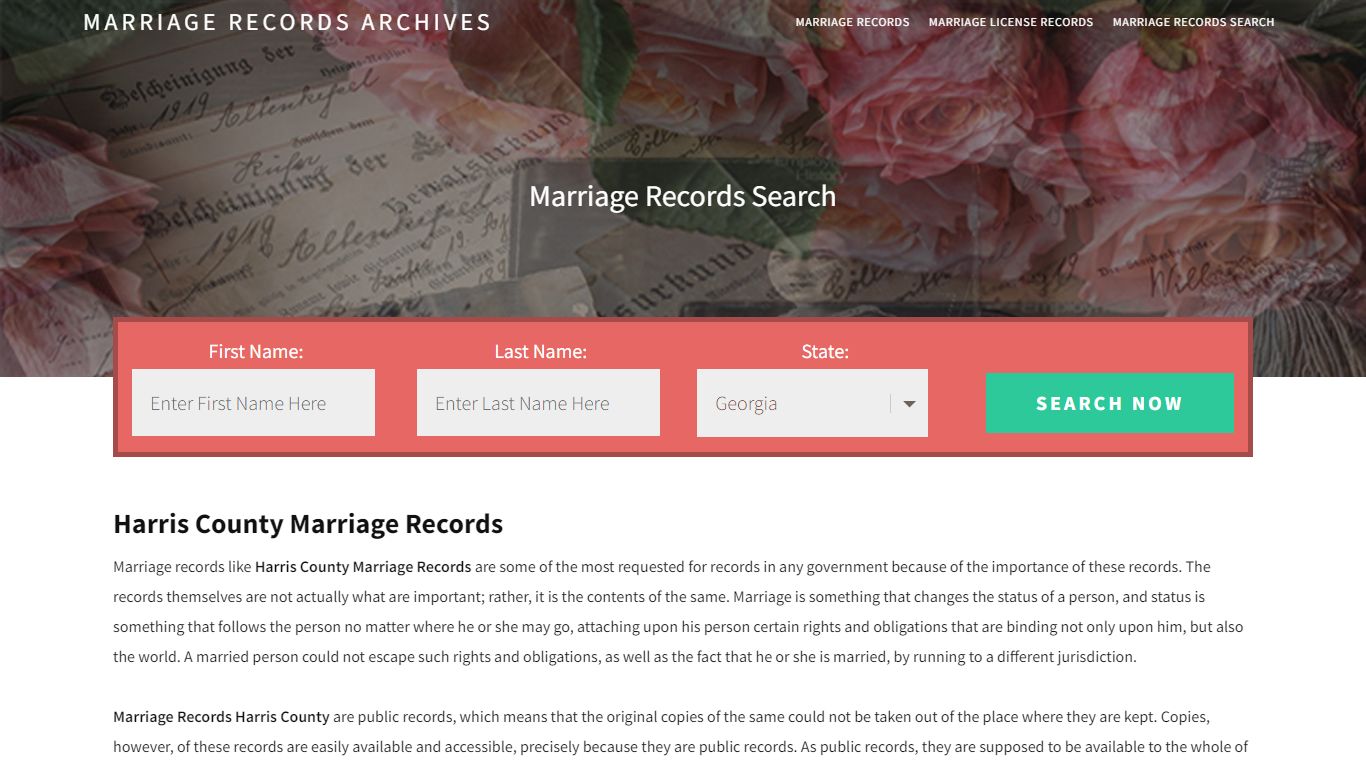 Harris County Marriage Records | Enter Name and Search ...